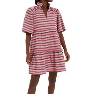 Women's Tuckernuck Pink Zigzag Knit Stripe Crawford Mini Dress Short Sleeve XS